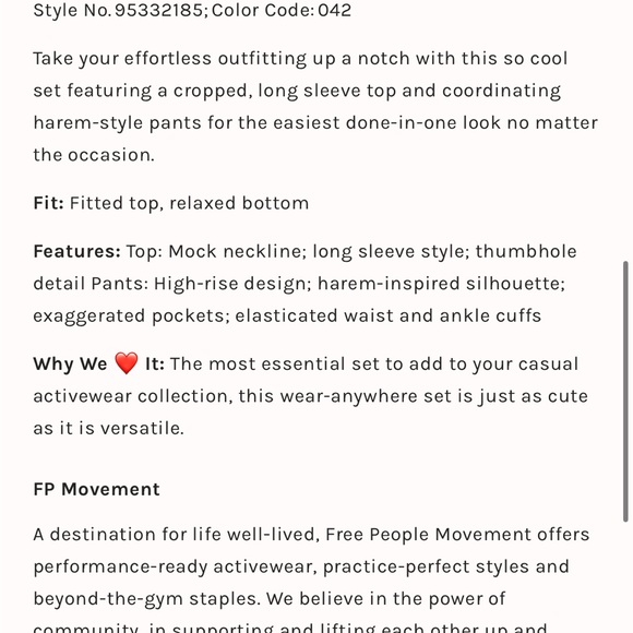 Free People Up In the Air set  harem style pants fitted top Navy Blue - Picture 9 of 10